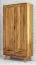 Kleiderschrank | 2 Drehtüren | 6 Fächer | 2 Schubladen | mit Kleiderstange | 90 cm breit | Massivholz | Farbe: Natur Abbildung