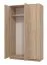 Kleiderschrank / Drehtürenschrank mit drei Türen Kovin 07, Farbe: Eiche Sonoma, eine Kleiderstange, fünf Fächer, Maße: 205 x 120 x 52 cm, für Schlafzimmer