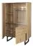 Vitrine Slatina 05, Farbe: Eiche / Schwarz, teilmassiv - Abmessungen: 146 x 91 x 45 cm (H x B x T)