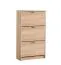 Kleiner Schuhschrank Gradide 01, Farbe: Eiche Sonoma, ABS-Kanten, drei Kipptüren, Maße: 119 x 67 x 28 cm, sechs Fächer, gute Verarbeitung