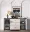 Sideboard / Kommode Mackenzie 04 | Maße: 160 x 40 x 85 cm | 3 Schubladen | 2 Türen | Farbe: Eiche Dunin / Kaschmir Hochglanz | Griffe: Metall | Soft-Close
