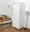 Kleiderschrank | 2 Drehtüren | 2 Schubladen | 1 Fach | mit Kleiderstange | 80 cm breit | Massivholz | Farbe: Weiß Abbildung