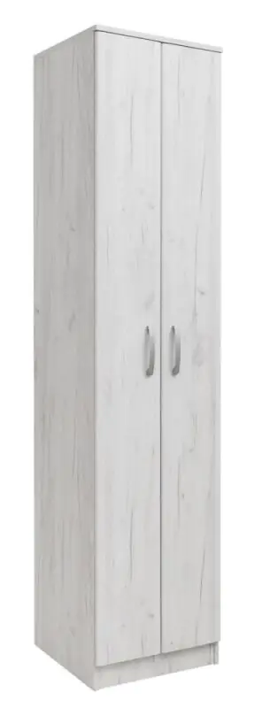 50 cm breiter Kleiderschrank mit 2 Türen | Farbe: Weiß Abbildung