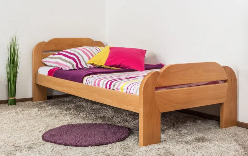 Kinderbett 90 x 200 cm | Massivholz: Buche | Natur Unbehandelt Abbildung