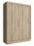 Schlichter Schwebetürenschrank Bickleigh 02, Farbe: Eiche Sonoma - Abmessungen: 200 x 130 x 62 cm (H x B x T), mit fünf Fächern