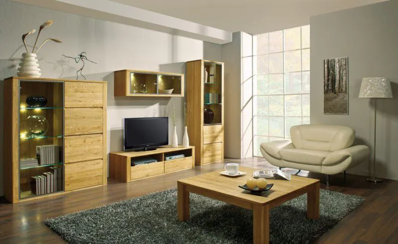 Easy Möbel Wohnzimmer Komplett - Set N Jussara, 5 - teilig, teilmassiv, Farbe: Natur Abbildung