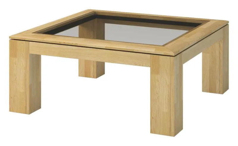 Clubtisch Couchtisch Wohnzimmertisch Eiche Massivholz Farbe: Natur 41x90x90 cm Abbildung