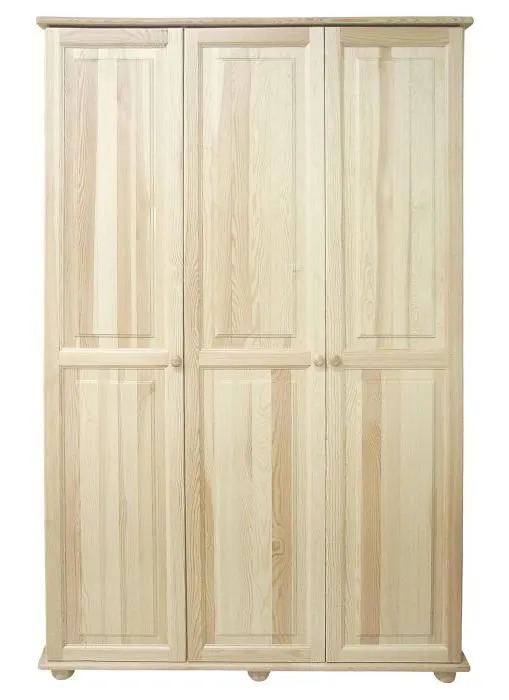 Kleiderschrank 3-türig, Farbe: Natur 195x135x59 cm Abbildung