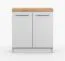 Unterschrank / Drehtürenschrank | Weiß | Parnassus 05 | 2 Türen | Griffe: Metall | 85 x 60 x 60 cm | Einfarbig | Arbeitsplatte 38 mm stark | eckig