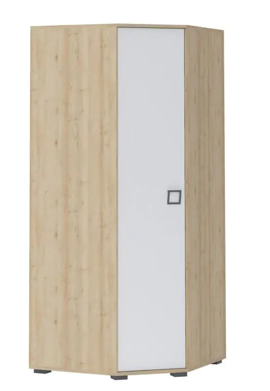 86 cm breiter Kleiderschrank mit 1 Tür | 3 Kleiderstangen | Farbe: Buche Abbildung