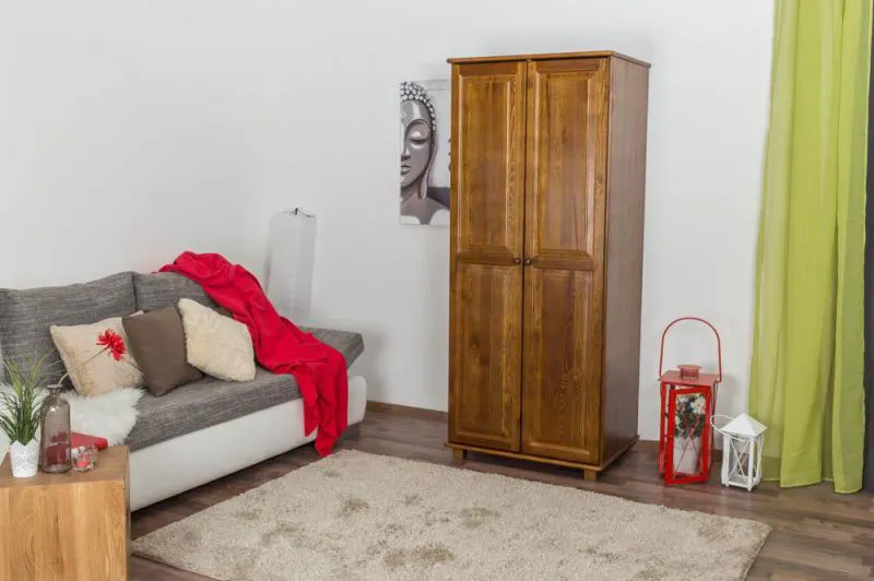 Echtholz-Kleiderschrank, Farbe: Eiche 190x80x60 cm Abbildung