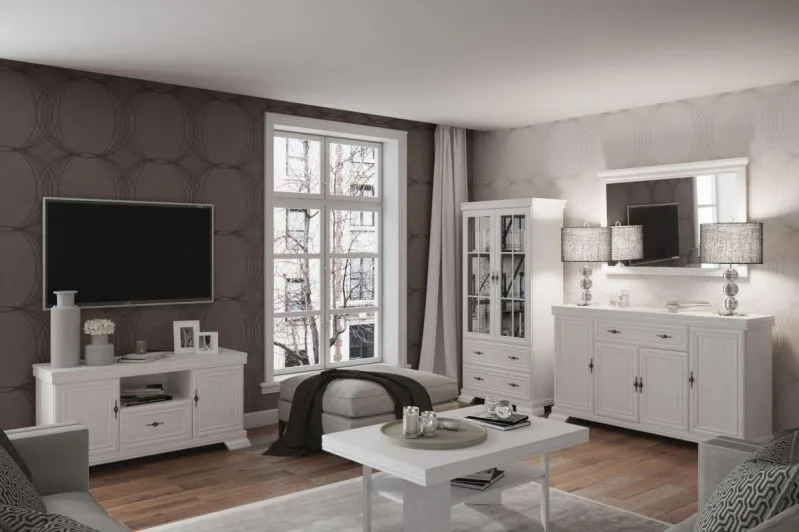Easy Möbel Wohnzimmer Komplett - Set F Sentis, 5-teilig, Farbe: Kiefer Weiß Abbildung