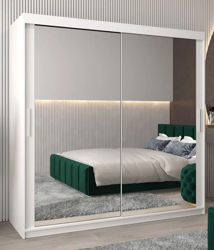 2 Meter breiter Kleiderschrank mit 2 Türen | Farbe: Weiß Abbildung