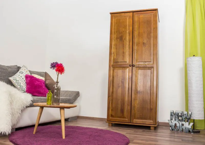 Kiefer-Kleiderschrank A-Qualität, Farbe: Eiche 190x80x60 cm Abbildung