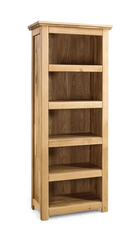 Robustes Regal mit fünf Fächern Floresta 16, Natur, moderner Stil, Eiche massiv geölte Oberfläche, 204 x 81 x 48 cm, Hochwertige Verarbeitung