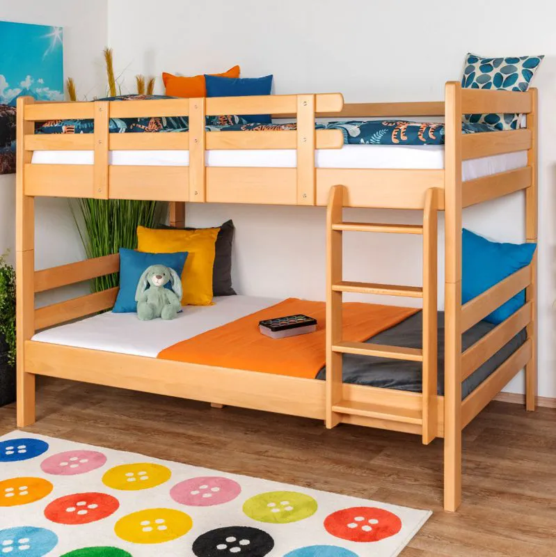 Etagenbett 120 x 190 cm | Massivholz: Buche | Natur Lackiert | umbaubar in zwei Einzelbetten | Premium-Qualität | inkl. Rollroste Abbildung