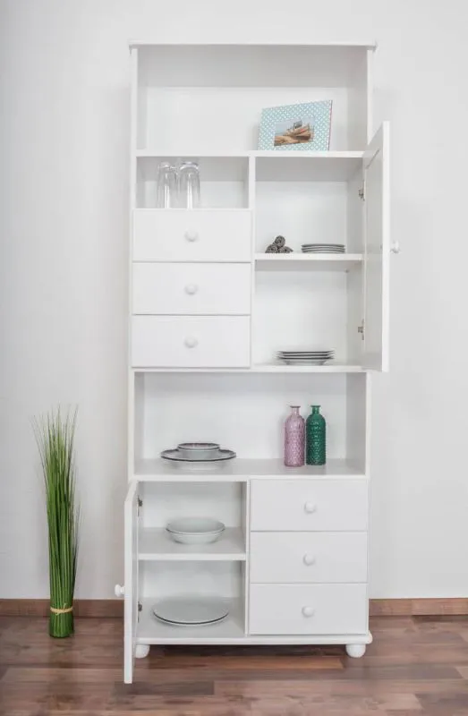 Standregal, 80 cm breit, Kiefer Holz-Massiv, Farbe: Weiß Abbildung