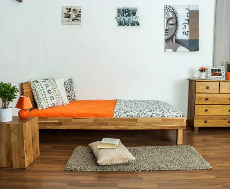 Bett 90 x 200 cm Eiche geölt Abbildung