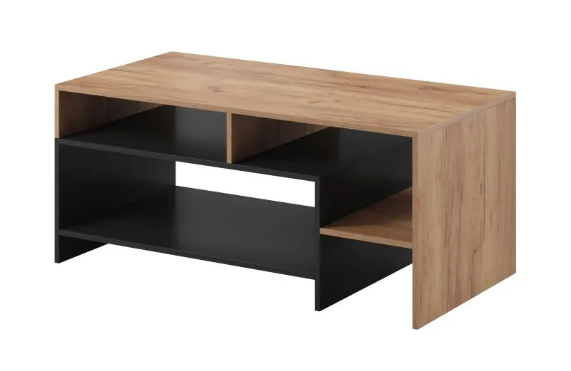 Couchtisch | Farbe: Eiche Gold Craft / Anthrazit | 3 geräumige Fächer | 120 x 60 x 53 cm | ABS-Kanten | Kaffeetisch | für Wohnzimmer