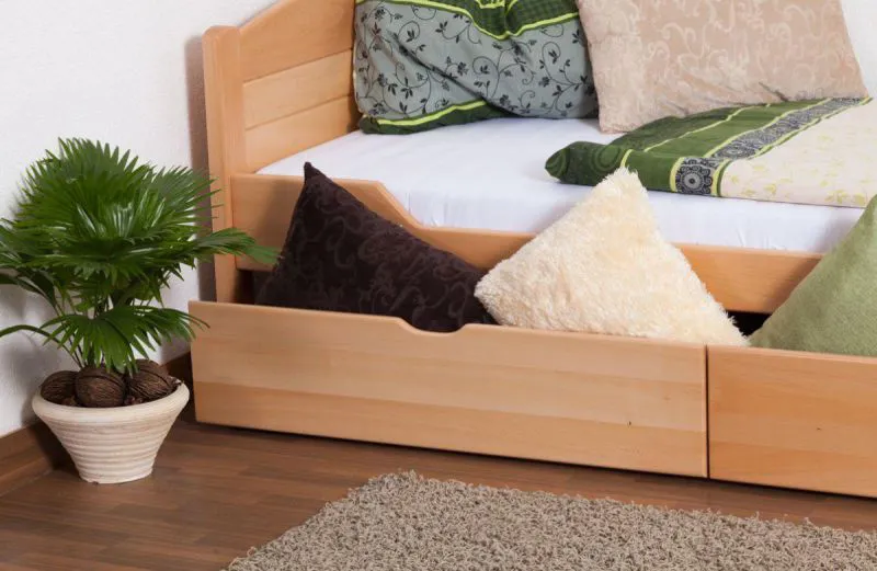 Schubladenbett Buche 90 x 200 cm Natur Abbildung