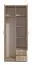 Schmaler Kleiderschrank Kovin 09, Farbe: Eiche Sonoma, zwei Schubladen, fünf Fächer, Maße: 205 x 80 x 52 cm, robust, eine Kleiderstange, ABS-Kanten