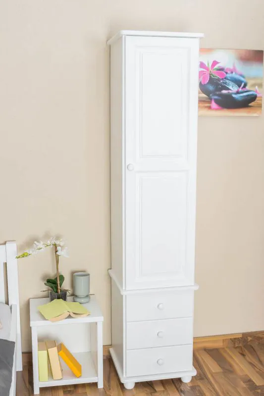 Schrank Kiefer massiv Vollholz weiß Junco 44 - Abmessung 195 x 45 x 42 cm