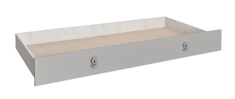 Bettkasten für Bett Luis, Farbe: Eiche Weiß /  Grau - 80 x 190 cm (B x L)