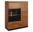 Vitrine, teilmassiv, Farbe: Walnuss / Schwarz