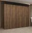 Kleiderschrank mit drei Kleiderstangen | Farbe: Walnuss | 2,5 Meter breit | drei Fächer | drei Türen | Soft-Close-Funktion | Griffe: Gold | für Schlafzimmer