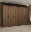 Kleiderschrank mit vier Kleiderstangen | Farbe: Walnuss | 3 Meter breit | vier Fächer | Soft-Close | sechs Türen | Griffe: Schwarz | Drehtürenschrank