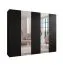 Kleiderschrank | 2 Spiegeltüren | Farbe: Schwarz | 2,5 Meter breit | 3 Fächer | Griffe: Kaschmir | 3 Kleiderstangen | Maße: 250 x 52 x 202 cm | Soft-Close
