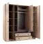 Kleiderschrank mit vier Türen Niel 16, Farbe: Eiche / Anthrazit - Abmessungen: 210 x 200 x 56 cm (H x B x T)