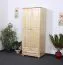 Kleiderschrank | 2 Drehtüren | 1 Schublade | 4 Fächer | mit Kleiderstange | 90 cm breit | Massivholz | Farbe: Natur Abbildung
