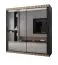 Kleiderschrank mit Spiegeltüren Bernina 50, 2 Meter breit, Schwarz Matt, 10 Fächer, 2 Kleiderstangen, Maße: 200 x 200 x 62 cm, für Schlafzimmer