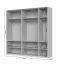 Moderner Kleiderschrank mit fünf Glastüren Neiafu 16, inkl. Innenbeleuchtung, Soft-Close-Funktion, Farbe: Kaschmir, Maße: 224 x 227 x 56 cm, für Schlafzimmer