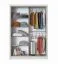 Schiebetürenschrank / Kleiderschrank | 5 Fächer | Farbe: Kaschmir | 2 Kleiderstangen | 1 Spiegeltür | Maße: 155 x 60 x 215,5 cm | für Schlafzimmer