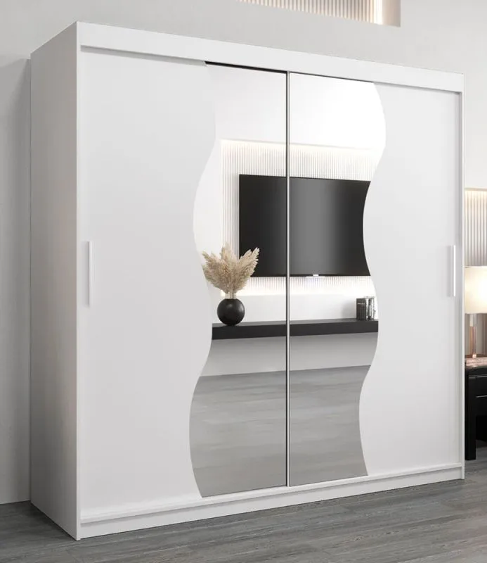 2 Meter breiter Kleiderschrank mit 2 Türen | Farbe: Weiß Abbildung