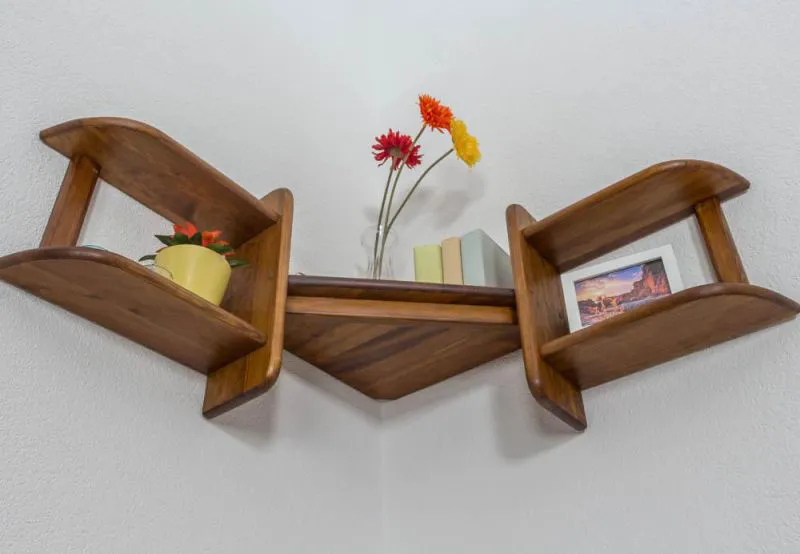 Hängeregal, Wandregal, Bücherregal - 75 cm breit, Kiefer Massivholz, Farbe: Eiche Abbildung