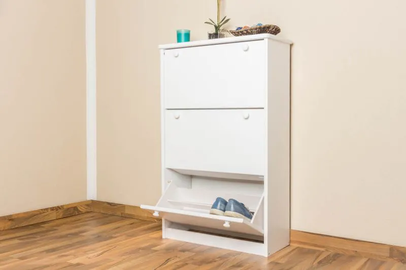 Schuhschrank massiv weiß