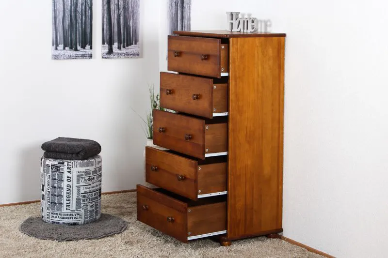Kommode Kiefer massiv Vollholz Eichefarben Rustikal Junco 141 - Abmessungen: 123 x 60 x 42 cm (H x B x T)