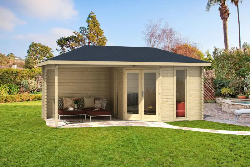 Gartenhaus Praghorn inkl. Fußboden - 40 mm Blockbohlenhaus, Grundfläche: 15,5 m², Satteldach