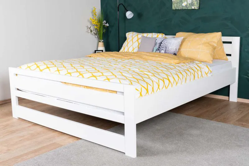 Modernes Jugendbett Buche Vollholz 115, in Weiß, inkl. Lattenrost, Liegefläche 160 x 200 cm, langlebig, hochwertig verarbeitet, robust