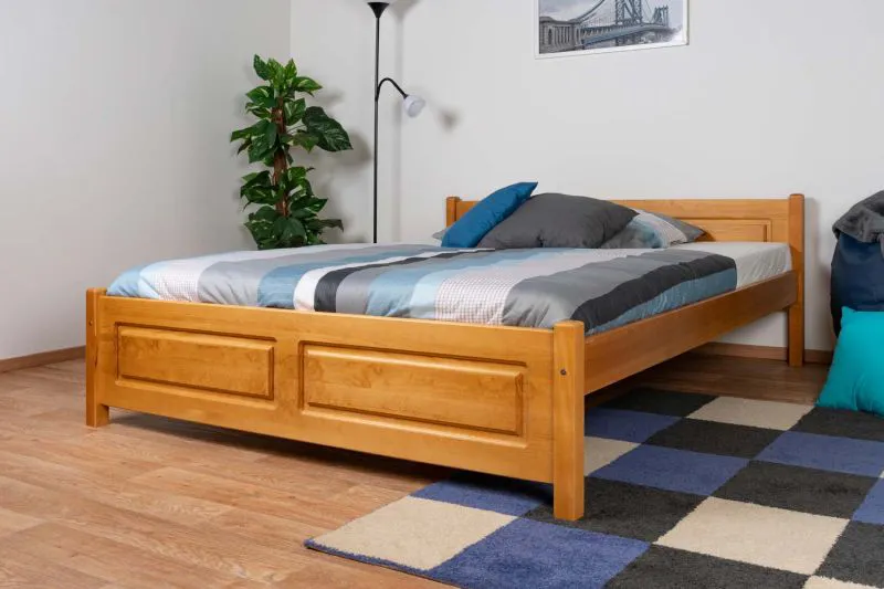 Jugendbett Kiefer massiv Vollholz Erlefarben 77, inkl. Lattenrost - Abmessung 160 x 200 cm (B x L)