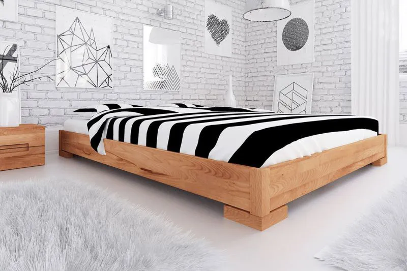 Buche-Bett massiv | 200 x 200 cm | Kernbuche | Geölt | Natur Abbildung