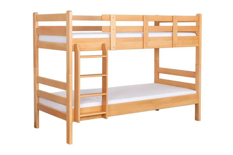 Etagenbett für Jugendliche 90 x 200 cm | Massivholz: Buche | Natur Lackiert | umbaubar in 2 Einzelbetten | inkl. Rollroste Abbildung