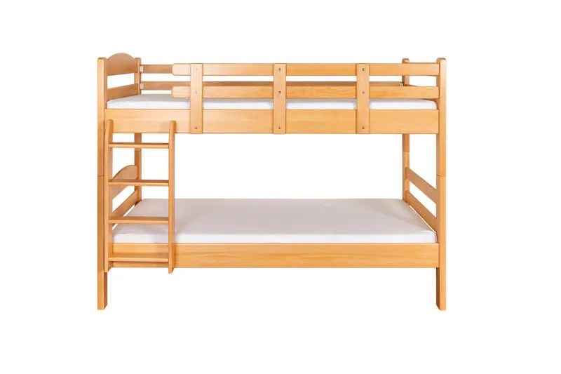 Etagenbett für Mädchen und Jungen 90 x 190 cm | Massivholz: Buche | Natur Lackiert | umbaubar in 2 Einzelbetten | inkl. Rollroste Abbildung