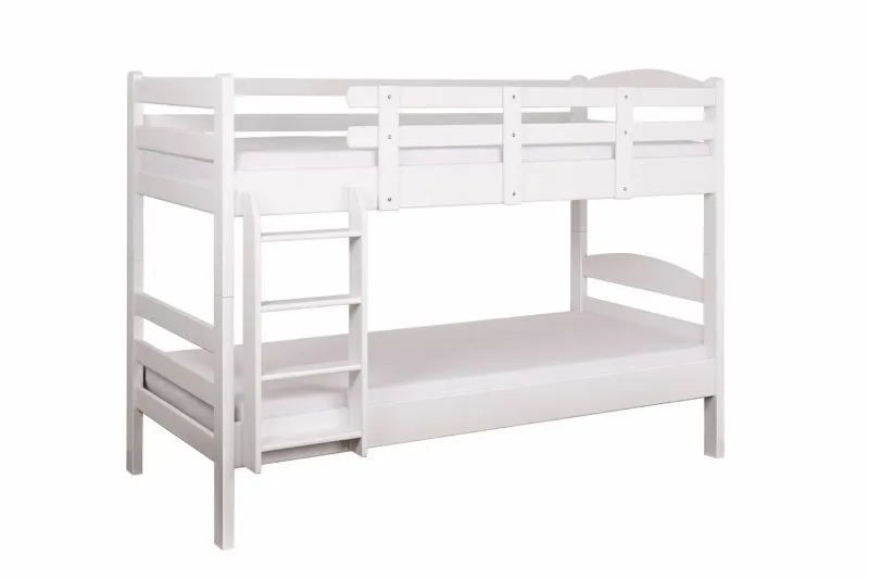 Etagenbett für Jugendliche 90 x 190 cm | Massivholz: Buche | Weiß Lackiert | umbaubar in 2 Einzelbetten | inkl. Rollroste Abbildung