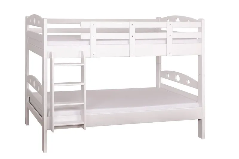 Etagenbett für Jugendliche 90 x 190 cm | Massivholz: Buche | Weiß Lackiert | umbaubar in 2 Einzelbetten | inkl. Rollroste Abbildung