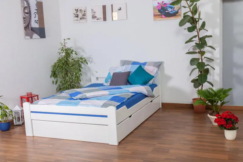 Weißes Buche Stauraumbett 140 x 200 cm Weiß Abbildung