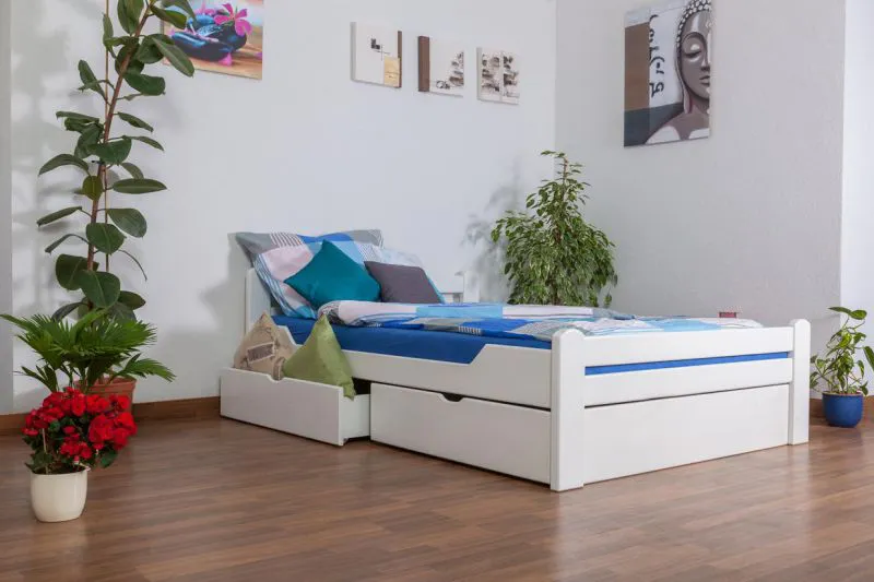 Bettgestell Buche 140 x 200 cm Weiß Abbildung